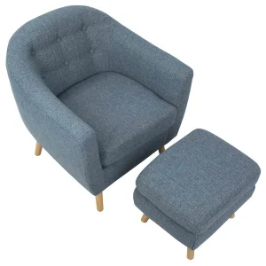 * Rockwell Accent Chair & Ottoman Set, Blue Bargain Sale Store