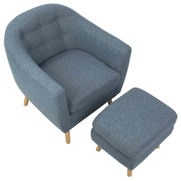 * Rockwell Accent Chair & Ottoman Set, Blue Bargain Sale Store