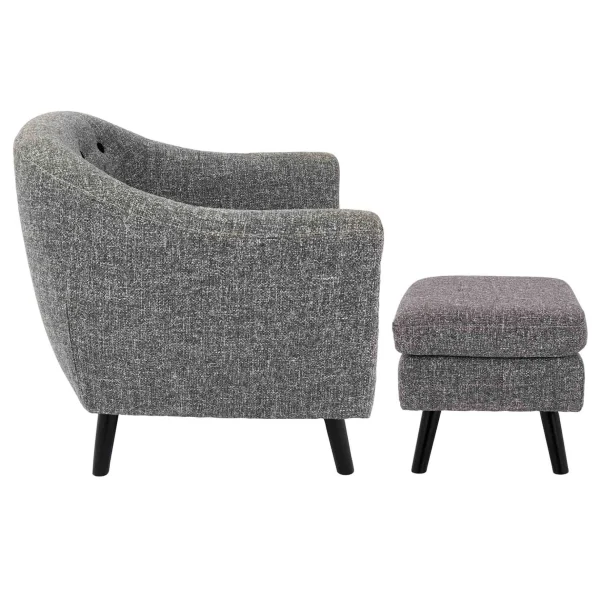 * Rockwell Accent Chair & Ottoman Set, Salt & Pepper Opening Sales Fashion