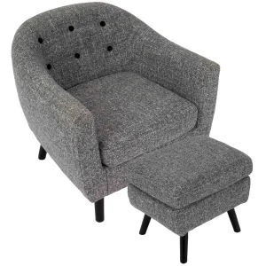 * Rockwell Accent Chair & Ottoman Set, Salt & Pepper Opening Sales Fashion