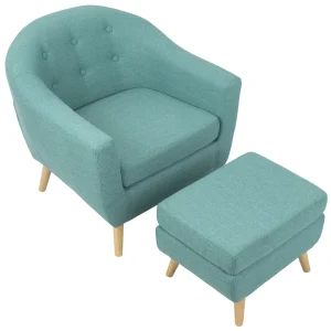 * Rockwell Accent Chair & Ottoman Set, Teal Clearance Cheap