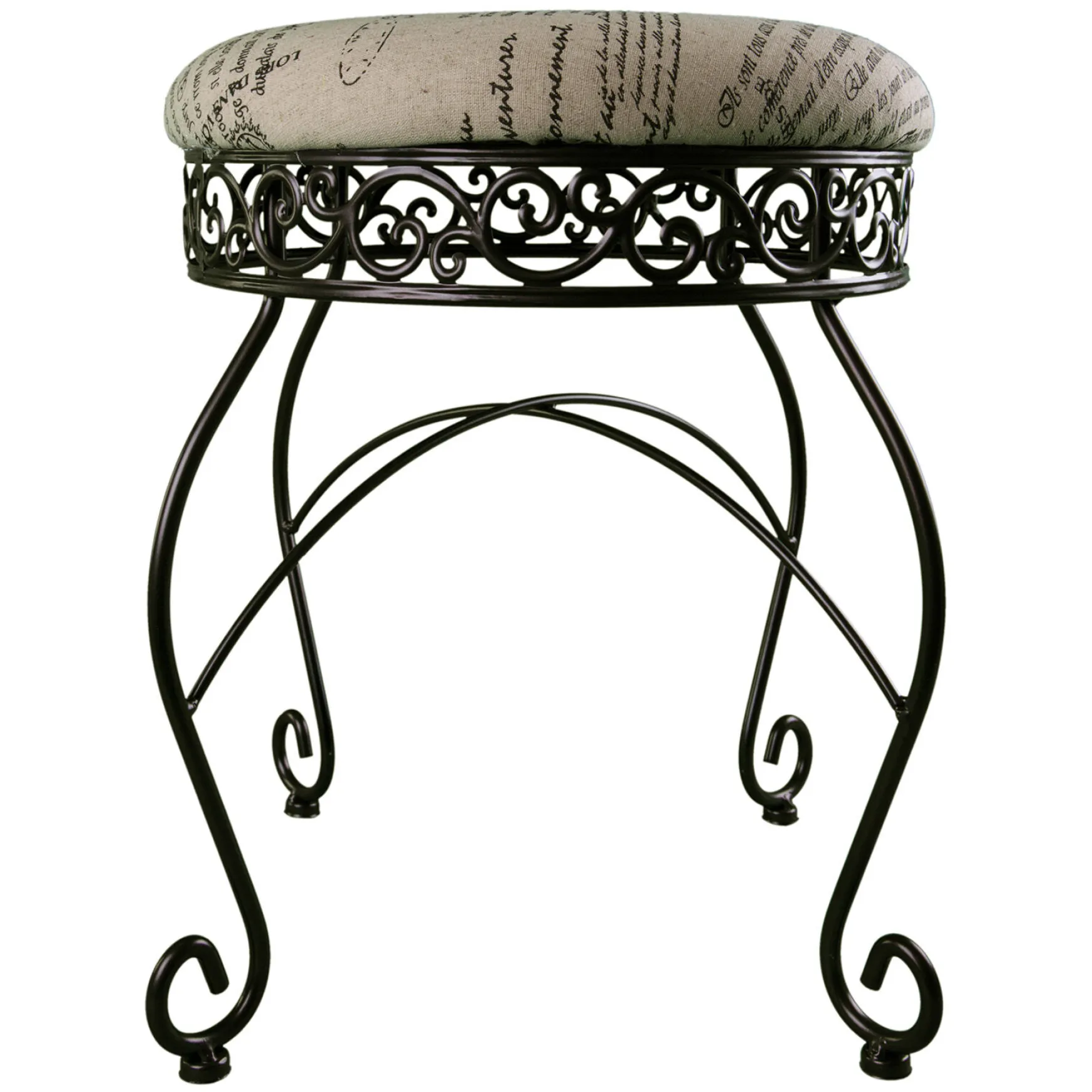 round_metal_scroll_vanity_stool_with_french_script_cushion_flash_sale_0.webp * Round Metal Scroll Vanity Stool With French Script Cushion Flash Sale Store
