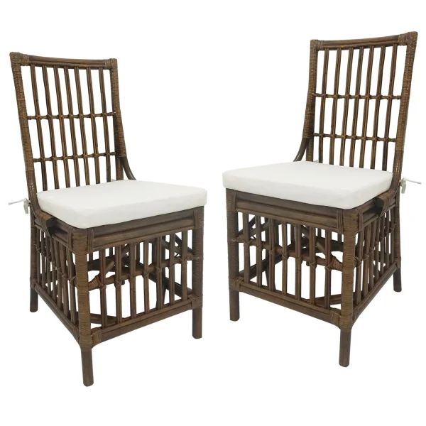 * Set Of 2 Honeybloom Cade Brown Rattan Box Chair Outlet Shop