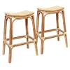 * Set Of 2 Indah Rattan Backless Barstool, Honey Bargain Sale Hot