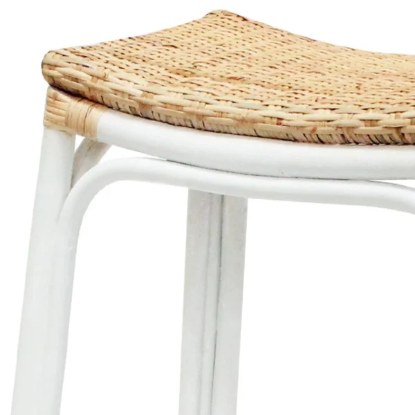 * Set Of 2 Indah Rattan Backless Barstool, White Online Discount Best Sale
